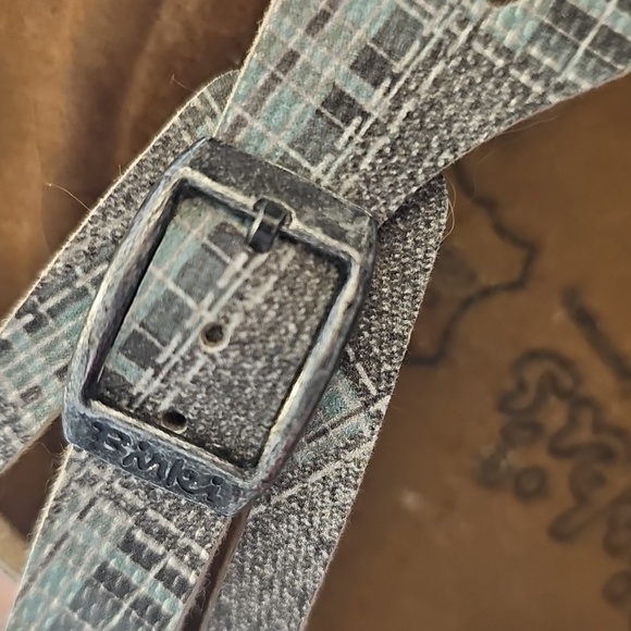 Birkenstock Blue Plaid Sandals In Size 8.5 (39.5) Very Good Used Condition Comfy - Picture 6 of 9